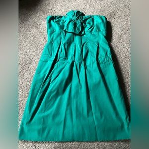 Size 10 strapless teal J. Crew dress.